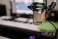 Studio condenser microphone select focus shallow depth of field Royalty Free Stock Photo