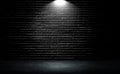 Studio dark room black brick wall grunge texture background and spotlight. Royalty Free Stock Photo