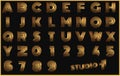 Studio 77 disco 3D alphabet Gold bold capital alphabet letters 3D illustration