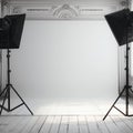 Studio elegance Empty photo studio with white cyclorama backdrop