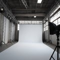 Studio elegance Empty photo studio with white cyclorama backdrop