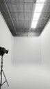 Studio elegance Empty photo studio with white cyclorama backdrop