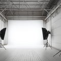 Studio elegance Empty photo studio with white cyclorama backdrop