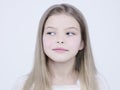 Studio fashion portrait of charming little girl