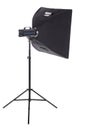 studio flash with softbox isolated on a white background Royalty Free Stock Photo