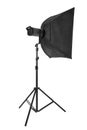 Studio flash with softbox and stand on white Royalty Free Stock Photo