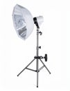 Studio Flash with Softbox on Tripod Isolated on White Royalty Free Stock Photo