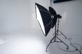 studio flashes on the background of a white cyclorama Royalty Free Stock Photo