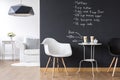 Studio flat with blackboard wall