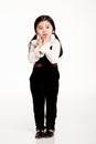 Studio full body of shy Asian girl Royalty Free Stock Photo