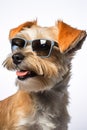 Studio headshot portrait of happy Terrier