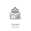 studio icon vector from tattoo studio collection. Thin line studio outline icon vector illustration. Outline, thin line studio Royalty Free Stock Photo