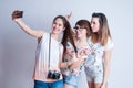 Studio lifestyle portrait of three best friends Royalty Free Stock Photo