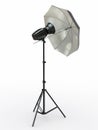 Studio lighting equipment. Flash and umbrella