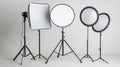 Studio Lighting Setup with Softbox and Reflectors for Professional Photography and Videography Projects Royalty Free Stock Photo