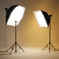 Studio lighting setup with two softboxes Royalty Free Stock Photo