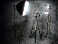 Studio lights and Digital Video camera Royalty Free Stock Photo