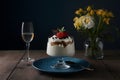 Studio lit pudding, creamy and delectable dessert presented elegantly