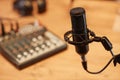 Studio Microphone and Audio Mixer Royalty Free Stock Photo