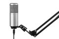 Studio microphone for audio, voice, music recording on the adjustable stand. Isolated on a white Royalty Free Stock Photo