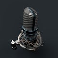 Studio Microphone 3D Podcast Render on a dark grey background