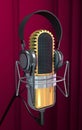 Studio microphone and headphone 3d illustration.