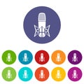 Studio microphone icons set vector color Royalty Free Stock Photo