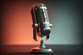 Studio microphone illustration for podcast, colorful gradient background, Generative AI