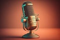 Studio microphone illustration for podcast, colorful gradient background, Generative AI