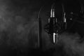 Studio Microphone isolated on a white background. Smoke banner Royalty Free Stock Photo