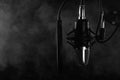 Studio Microphone isolated on a white background. Smoke banner Royalty Free Stock Photo