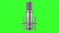 Studio microphone loop rotate on green chromakey background