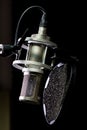 Studio Microphone with pop filter close-up