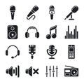 Studio microphones, music vector icons