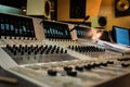 Studio Mixing Board Depth of Field Speakers Screens Royalty Free Stock Photo