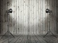 Studio in old wooden room Royalty Free Stock Photo