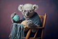 a very old koala knitting like a grandmother created with Generative AI technology