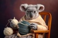 a very old koala knitting like a grandmother created with Generative AI technology