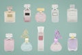 Studio photo of set of luxury perfume bottles. Isolated Royalty Free Stock Photo