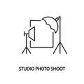 Studio photo shoot flat line icon. Photo session