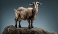 studio photo shot of Oberhasli goat on dark blue background. Generative AI Royalty Free Stock Photo