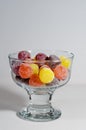 Multicoloured American Hard Gums in a Clear Bowl