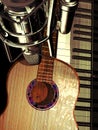 Studio piano and guitar Royalty Free Stock Photo