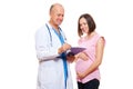 Studio picture of pregnant woman and doctor Royalty Free Stock Photo