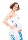 Studio picture of smiley pregnant woman Royalty Free Stock Photo