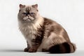 Studio portrait of adult persian cat with blue eyes and grey fluffy fur Royalty Free Stock Photo