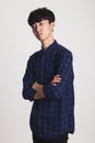 Studio portrait of an Asian young man with disappointment at something Royalty Free Stock Photo