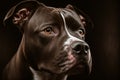 Studio portrait of black Staffordshire Bull Terrier