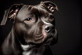 Studio portrait of black Staffordshire Bull Terrier