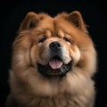 Studio portrait of beautiful chow chow dog on black background.